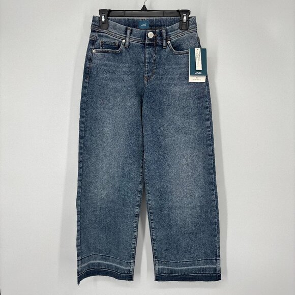 Jag Women's Ava Mid Rise Ankle Relaxed Wide Leg Jeans Skyfall Blue Size 2 NWT - Picture 2 of 7